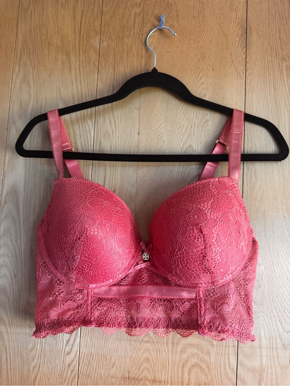 Daisy Fuentes Coral Lace Longline Push-Up Bra